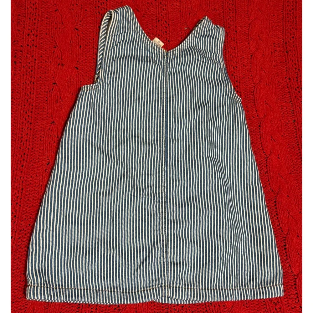 OshKosh Bgosh Toddler Girls Hickory Stripe Denim Jumper Dress Blue White 4T